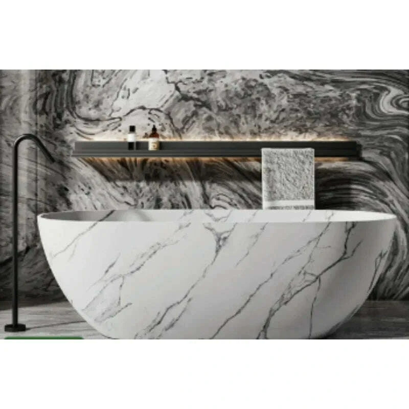 KIMLUD, Large Modern Freestanding Solid marble imitation Natural Stone Bathtub With Drainer Square Soaking Tub Bathroom Hotel Use, KIMLUD Womens Clothes