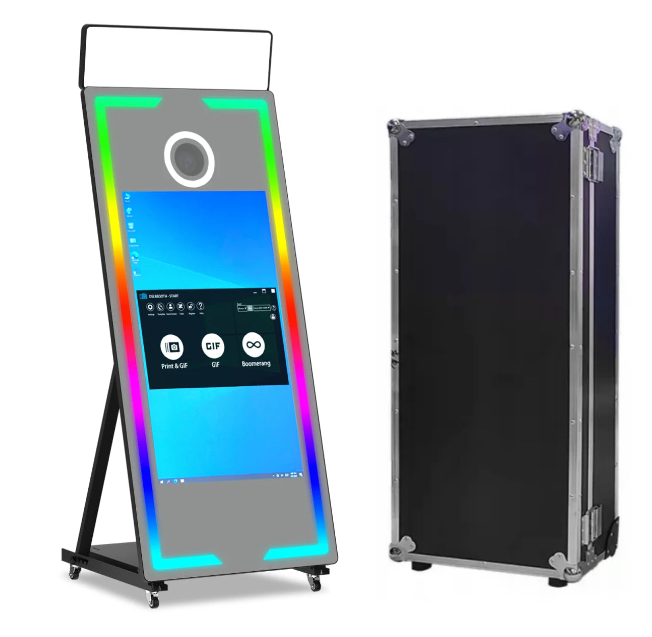 Magic Mirror Photo Booth Frame LED Display — Black | KIMLUD