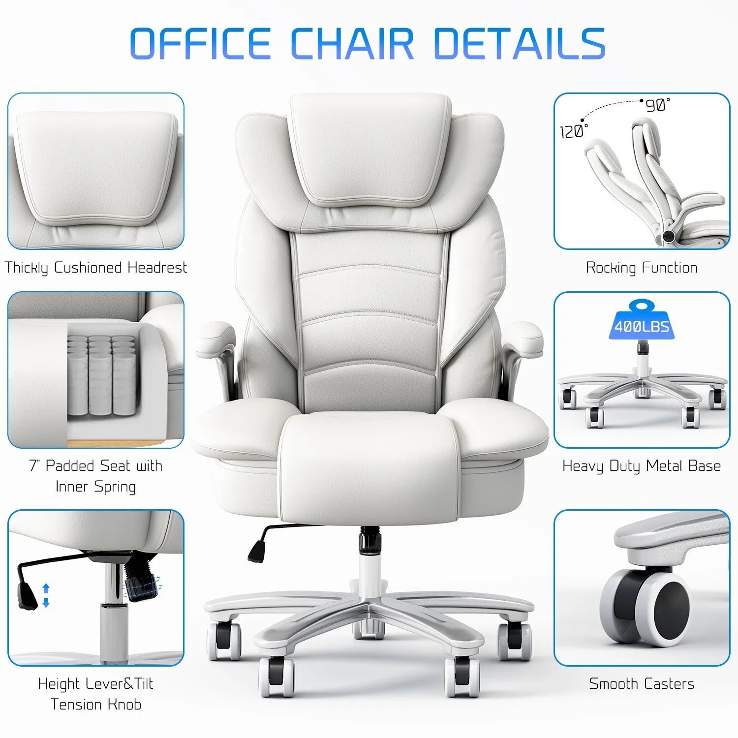 Big and Tall Fabric Computer Chair Full Stainless Steel Comfortable Ergonomic Chair