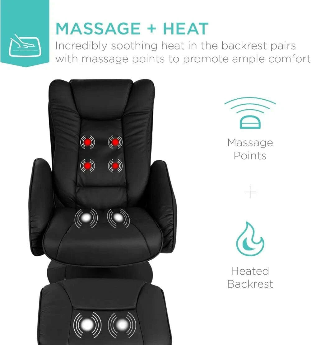 KIMLUD, Best Choice Products Faux Leather Electric Massage Recliner w,5 Heat & Massage Modes, Side Pockets - Black, KIMLUD Womens Clothes