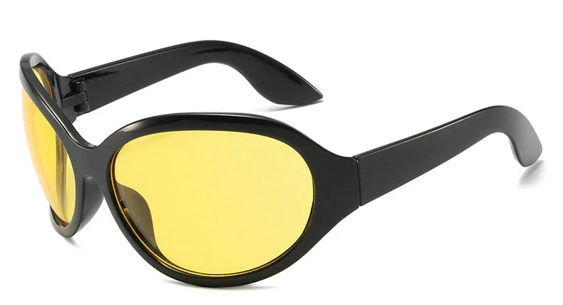 Oversized Y2K Sunglasses Wrap Around — Silver | KIMLUD