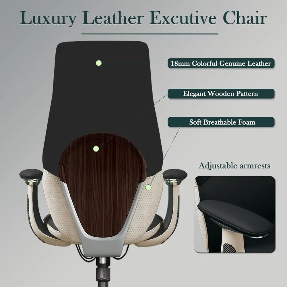Leather Executive High-Back Chair — Black | KIMLUD