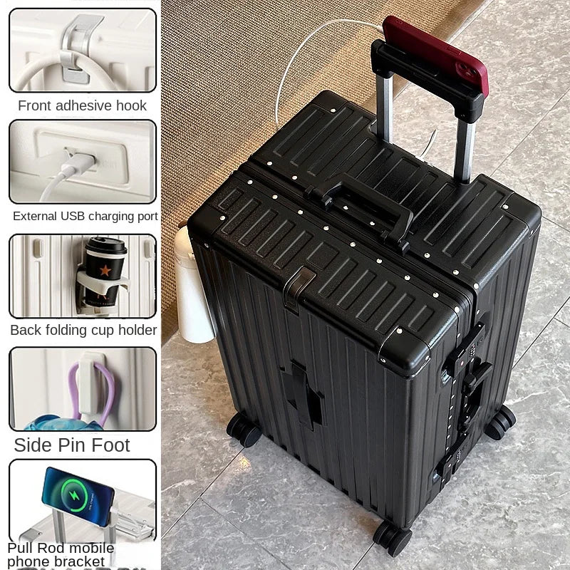 Large Capacity Suitcase 30-inch Sturdy and Durable ABS+PC Rolling Luggage Aluminum Frame Cabin Trolley Case 20 inch Boarding Box
