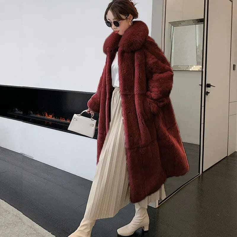 KIMLUD, 5XL Oversized Autumn Winter Faux Fur Coat Women Loose Long Plush Jackets Thick Warm OverCoat Female Large Fur Collar Parka 2023, KIMLUD Womens Clothes