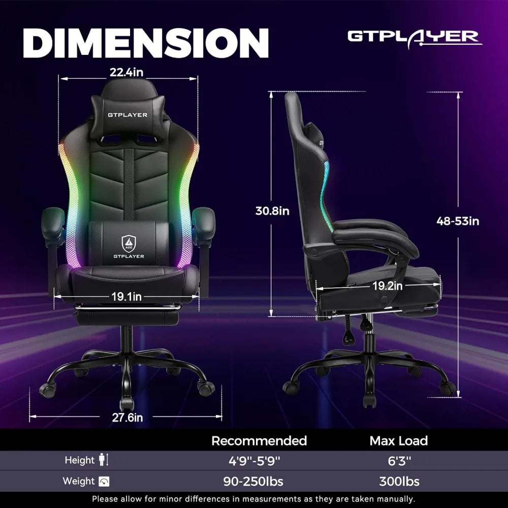 KIMLUD, gtplayer rgb gaming chair with footrest, computer gaming chair with led lights for adults, height adjustable pc gamer chair with, KIMLUD Womens Clothes