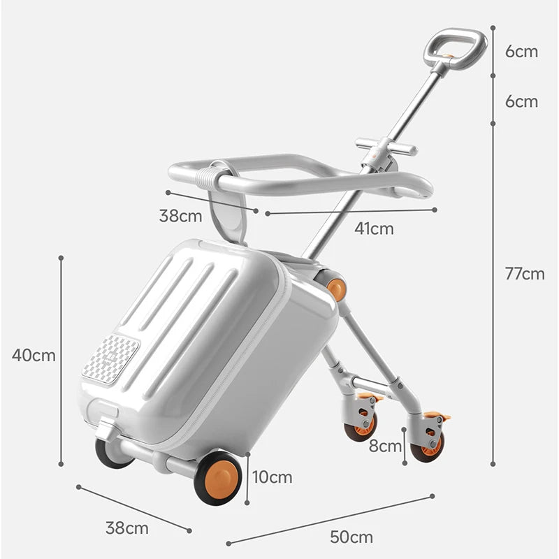 PC Luggage Ride-On Suitcase 2-In-1 With LED Lights — Multicolor | KIMLUD