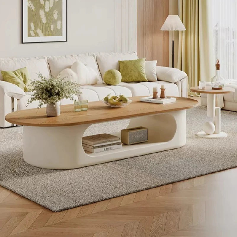 Minimalist Ellipse Coffee Table For Compact Living Rooms With Subtle Modern Aesthetic — Walnut | KIMLUD