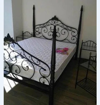 Retro European Wrought Iron Bed Frame Princess Iron — Antique Black | KIMLUD