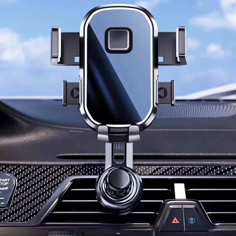 Car Phone Holder - Wider Clamp & Metal Hook - Air Vent Clip - Black | KIMLUD