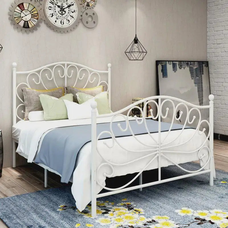 Gold-Tone Metal Bed Frame Sculptural Minimalist Modern Design Centerpiece — Gold | KIMLUD