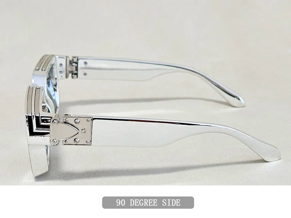 Resin Square Sunglasses Vintage Millionaire Style — Silver | KIMLUD