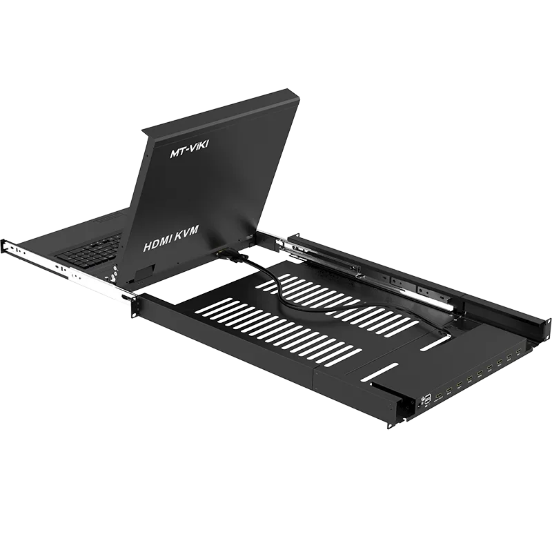 Aluminum KVM Console 17.3 Inch LED HDMI 8 Port — Silver | KIMLUD