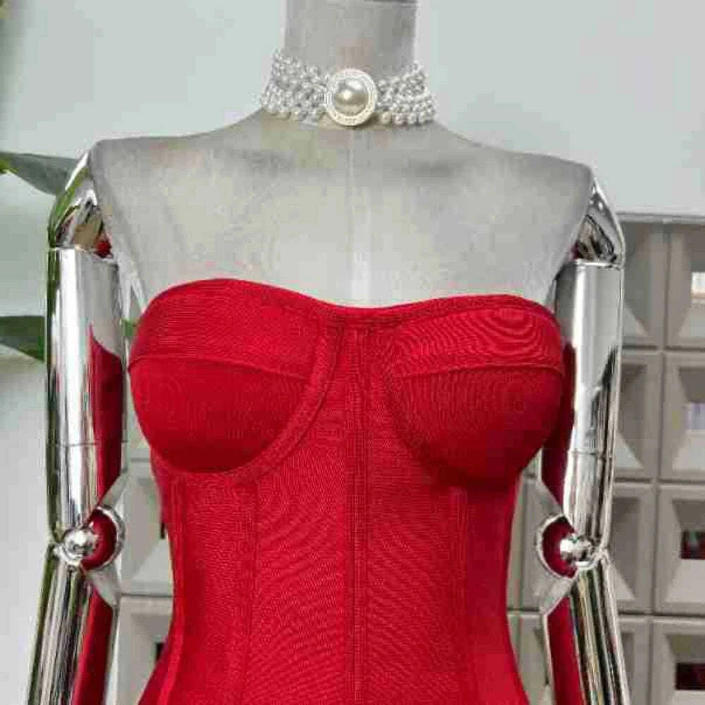 KIMLUD, Sexy Strapless Bodycon Dresses for Women 3D Floral Fashion Party Evening Club Bandage Dress Formal Elegant Slim Birthday Gowns, KIMLUD Womens Clothes