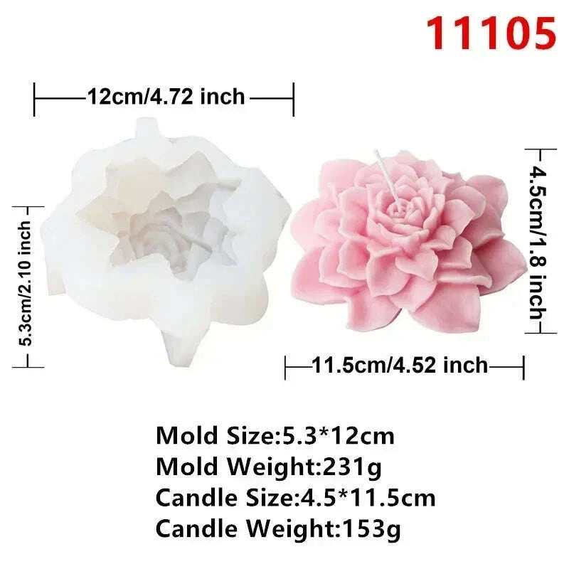 KIMLUD, Peony Rose Bud Bouquet Candle Silicone Mold Peony Flower Clusters Candle Mould Christmas Gift Flower Bundle Resin Gypsum Molds, KIMLUD Womens Clothes