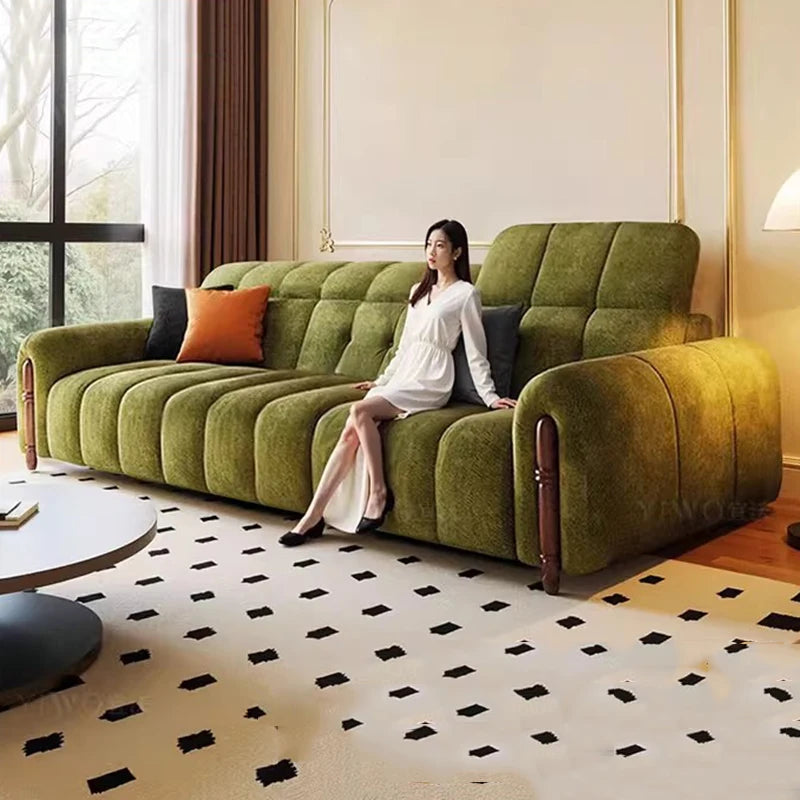 Chinese Style Living Room Sofa Multifunctional Smart Seating — Olive Green | KIMLUD