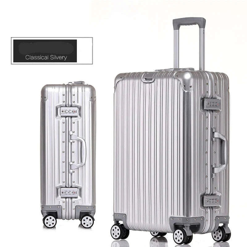 KIMLUD, Aluminum Suitcase Metal Luggage 20/22/28/30 Inch Carry-on Travel Bags Trip Cabin Password Trolley Case Travel Wheeled Suitcases, KIMLUD Womens Clothes