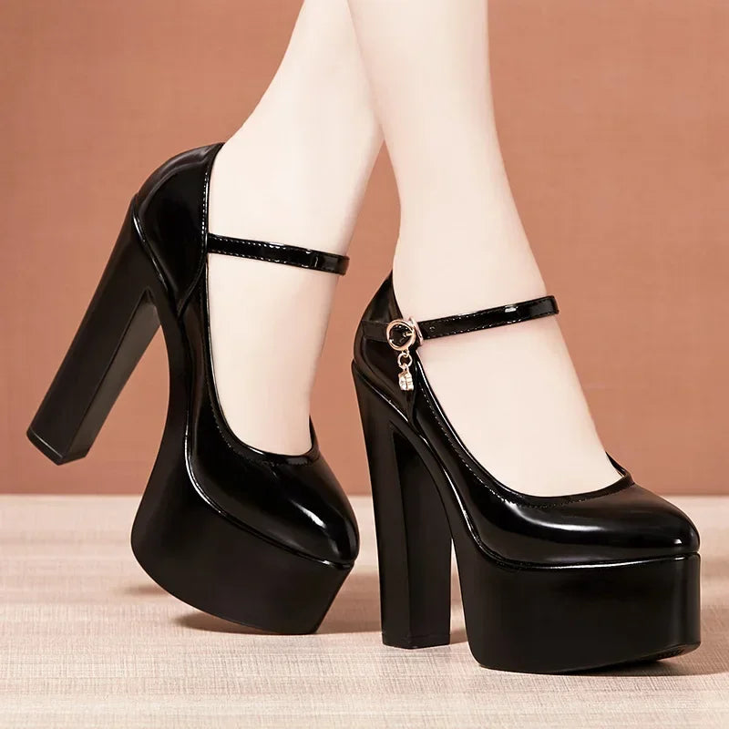 Pumps – Extreme Block Heel Platform – PU | KIMLUD