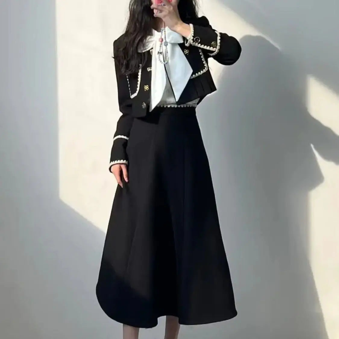 KIMLUD, Autumn The Latest Elegant Coat Skirt Two-piece Set Mainland China Conjunto Femenino Roupa Elegante 2 Piece Blazer and Skirt, KIMLUD Womens Clothes