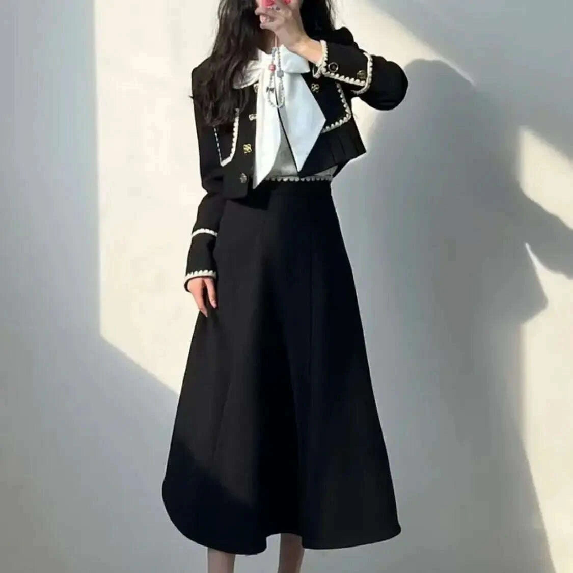 KIMLUD, Autumn The Latest Elegant Coat Skirt Two-piece Set Mainland China Conjunto Femenino Roupa Elegante 2 Piece Blazer and Skirt, KIMLUD Womens Clothes