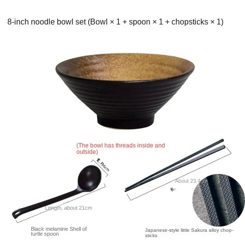 Porcelain Japanese Ramen Bowl Large — Black | KIMLUD