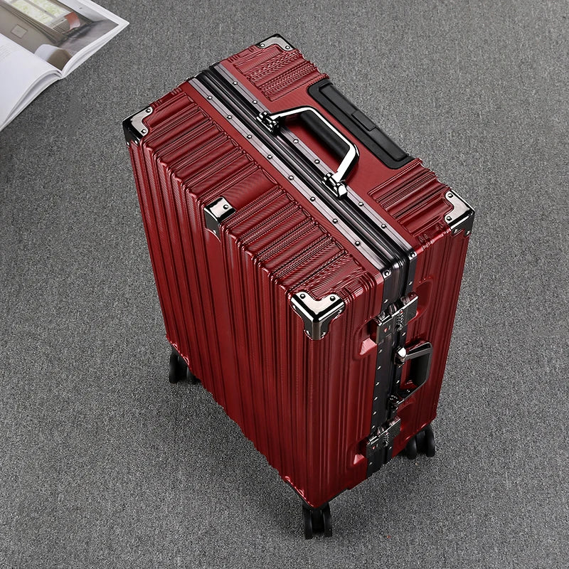 Aluminum Frame Suitcase 20 inch Boarding Cabin Rolling Luggage Trolley Case Password Suitcases on Wheels Men and Women Students