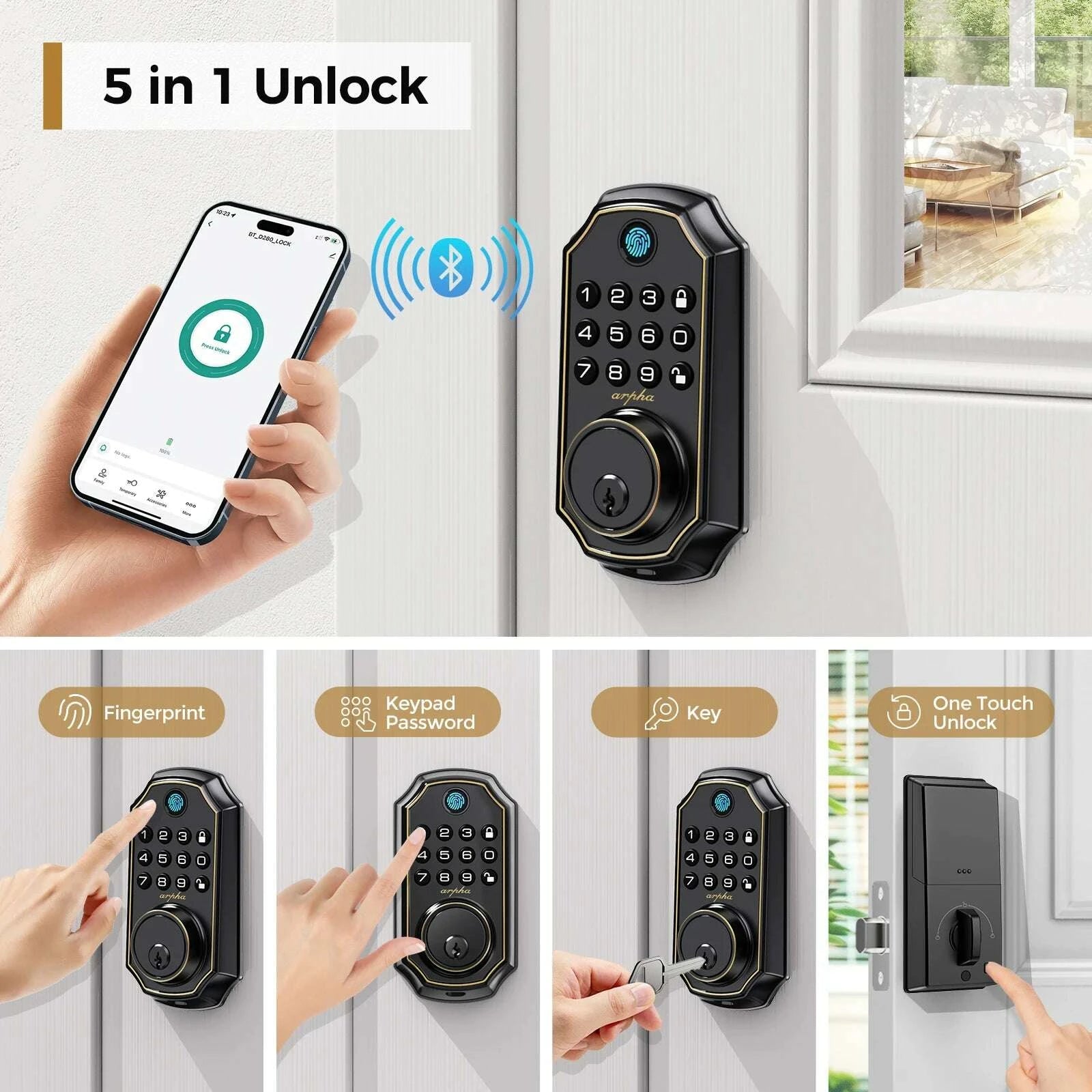 arpha-d280-keyless-entry-door-lock-5-in-1-smart-fingerprint-deadbolt-with-keypad-electronic-deadbolt-auto-lock-one-touch-lockkimludkimlud-35565267