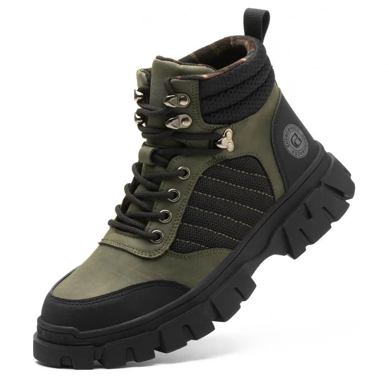 Steel Toe Shoes for Men Indestructible Work Boots Lightweight Safety Shoes Walking Anti-smash Anti-puncture Protective Sneakers