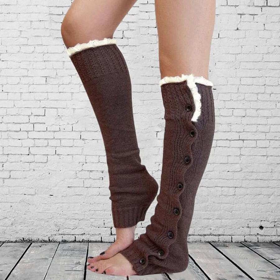 Women's Leg Guards Autumn and Winter New Lace Lace Buttons Warm Long Jk Stacking Socks Cover Boot Cover