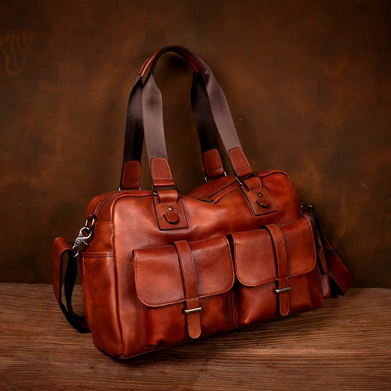 Bags & Handbags Genuine Leather Travel Bag Layered — Black | KIMLUD