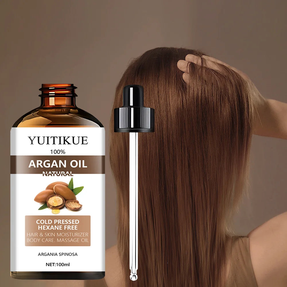 YUITIKUE Moroccan Argan Oil - Strengthening Hair Oil for Nourishing Ends and Dry Organic Hair