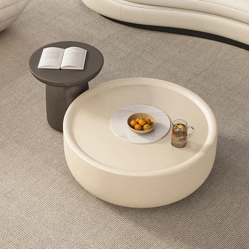 Nordic Round Coffee Table Sculpted Glam — White | KIMLUD