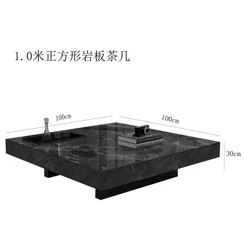 Marble Top Coffee Table Rectangular Frame — Charcoal Gray | KIMLUD