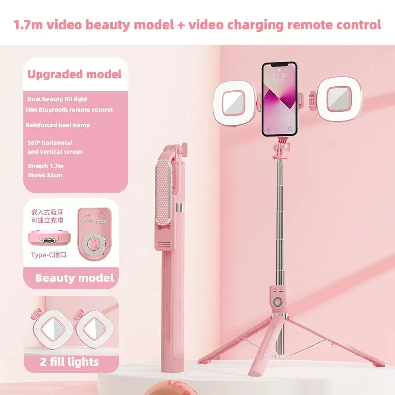 P87-TC selfie stick tripod 360 °/180 ° rotating selfie stick phone holder, with wireless Bluetooth remote control expandable