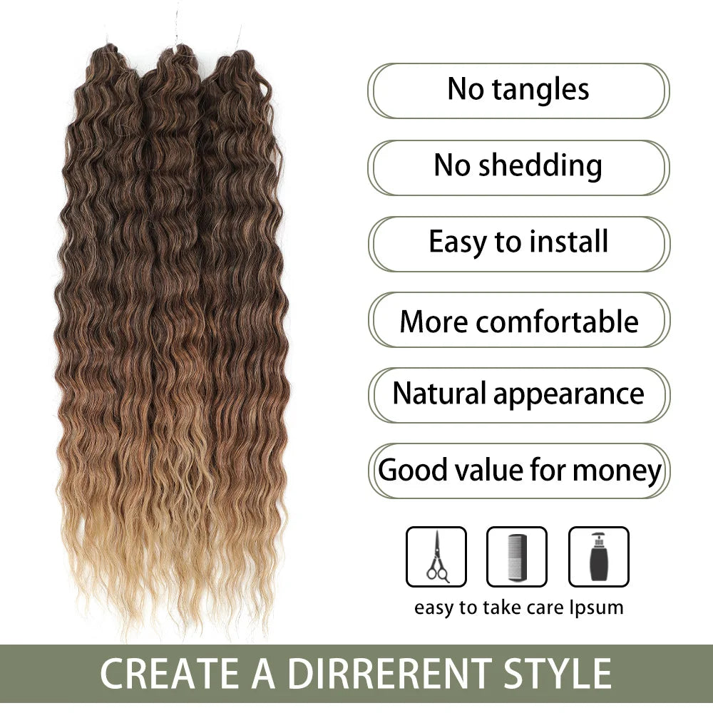 Crochet Braids Synthetic Hair High Temperature — Ombre Brown | KIMLUD