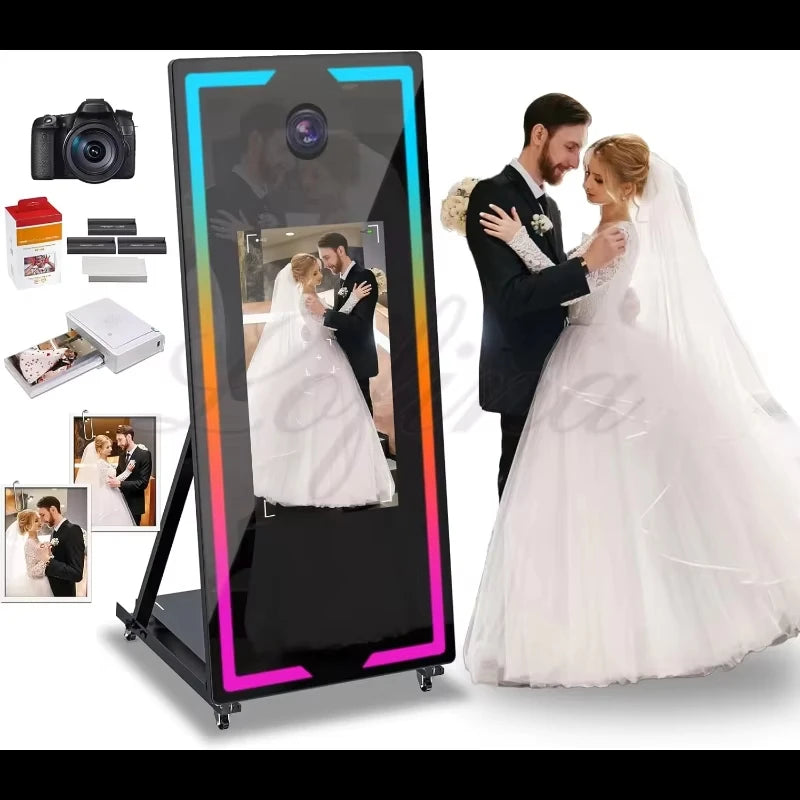 with RGB Touch Screen DSLR Photobooth Portable 32 inch 65 inch Mirror magic Selfie Photo Booth Machine For Wedding Party Activit