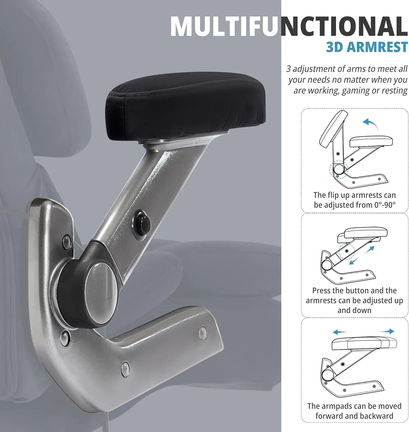 KIMLUD, Big & Tall Office Chair 700lbs, High Back Executive Cloth Chair with Adjustable Lumbar Support, 3D Arms, Plus Size Rubber Wheels, KIMLUD Womens Clothes