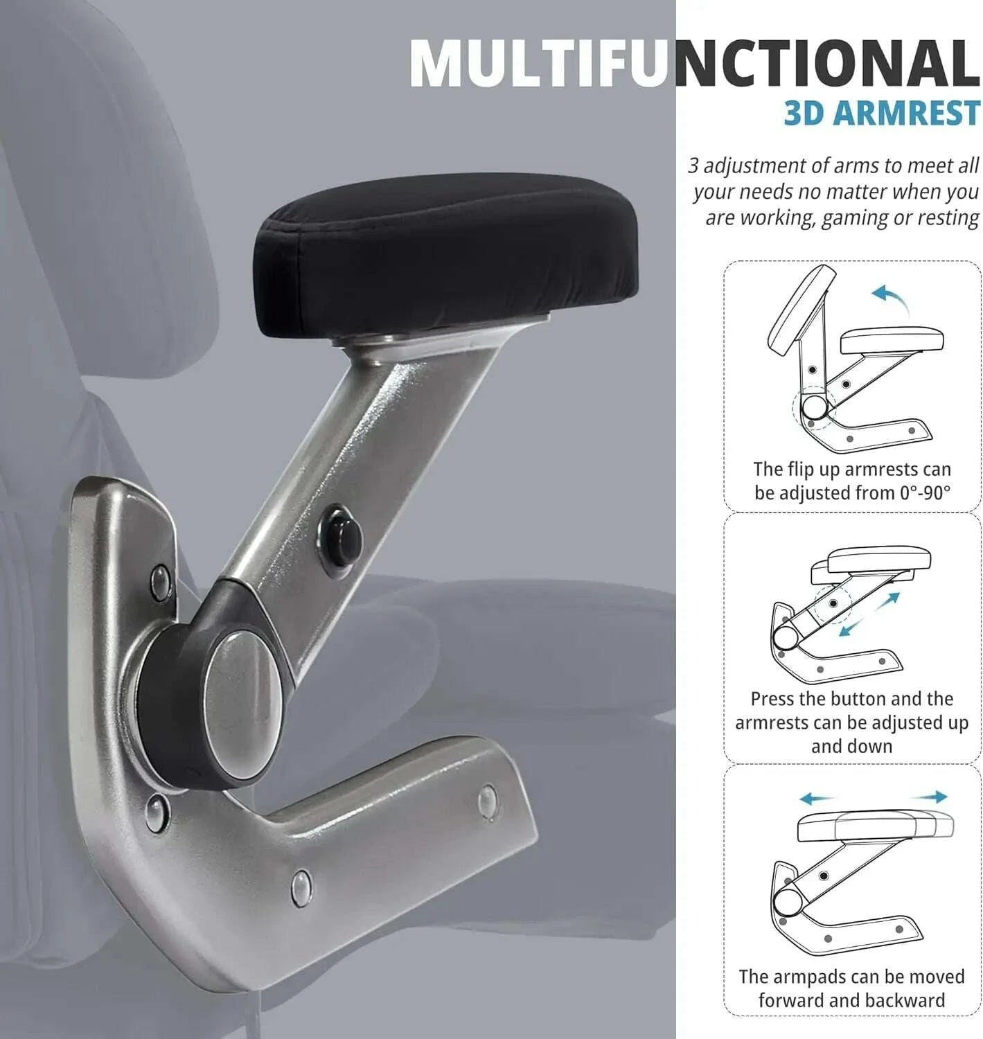 KIMLUD, Big & Tall Office Chair 700lbs, High Back Executive Cloth Chair with Adjustable Lumbar Support, 3D Arms, Plus Size Rubber Wheels, KIMLUD Womens Clothes