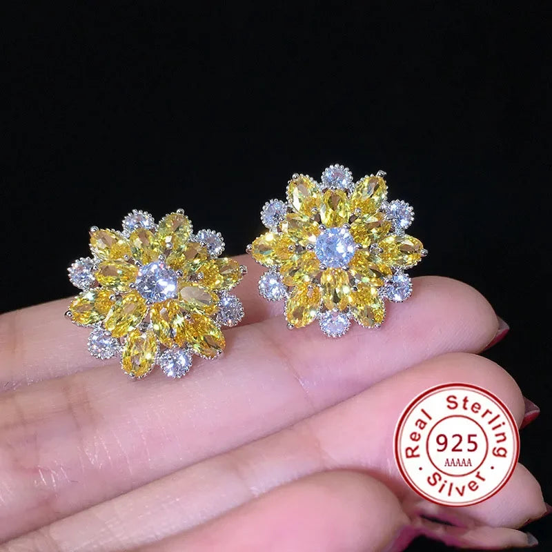 Sterling Silver Cubic Zirconia Needle Stud Earrings — Silver Gold | KIMLUD