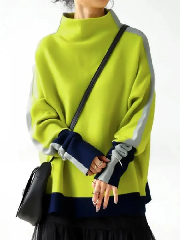 Hoodless Sweatshirt – High Neck – Cotton-Polyester – Pullover | KIMLUD