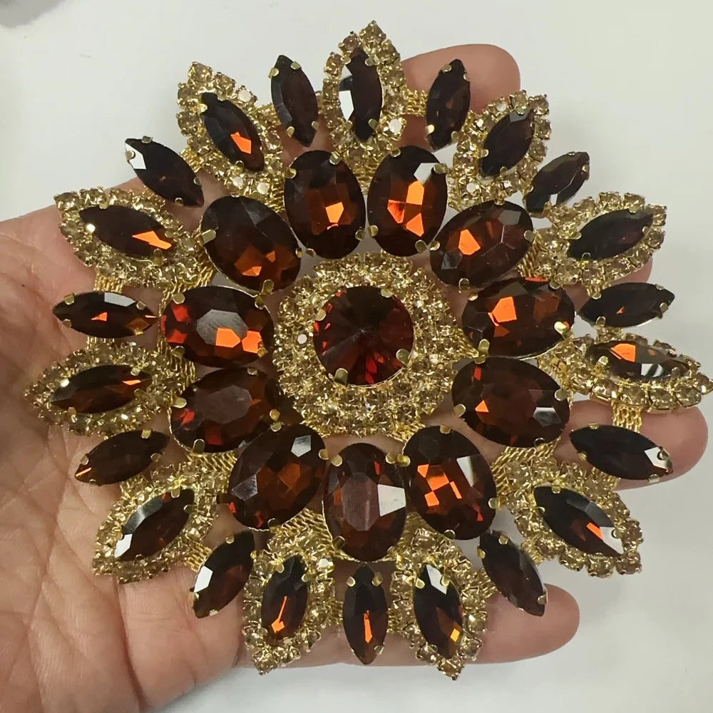 Crystal Rhinestone Appliques Round Cut Wedding Dress Embellishments — Clear | KIMLUD