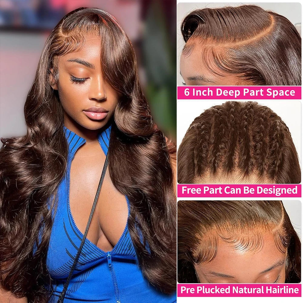 Lace Front Wig – HD Lace – Human Hair – Chocolate Brown | KIMLUD
