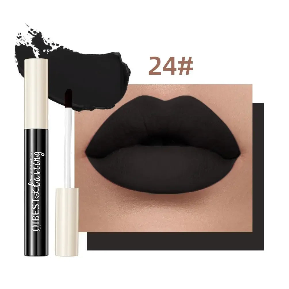 Nude Matte Lip Gloss 24 Colors Long-lasting Velvet Lipstick Waterproof Non-stick Cup Sexy Red Dark Lip Tint Makeup Cosmetic