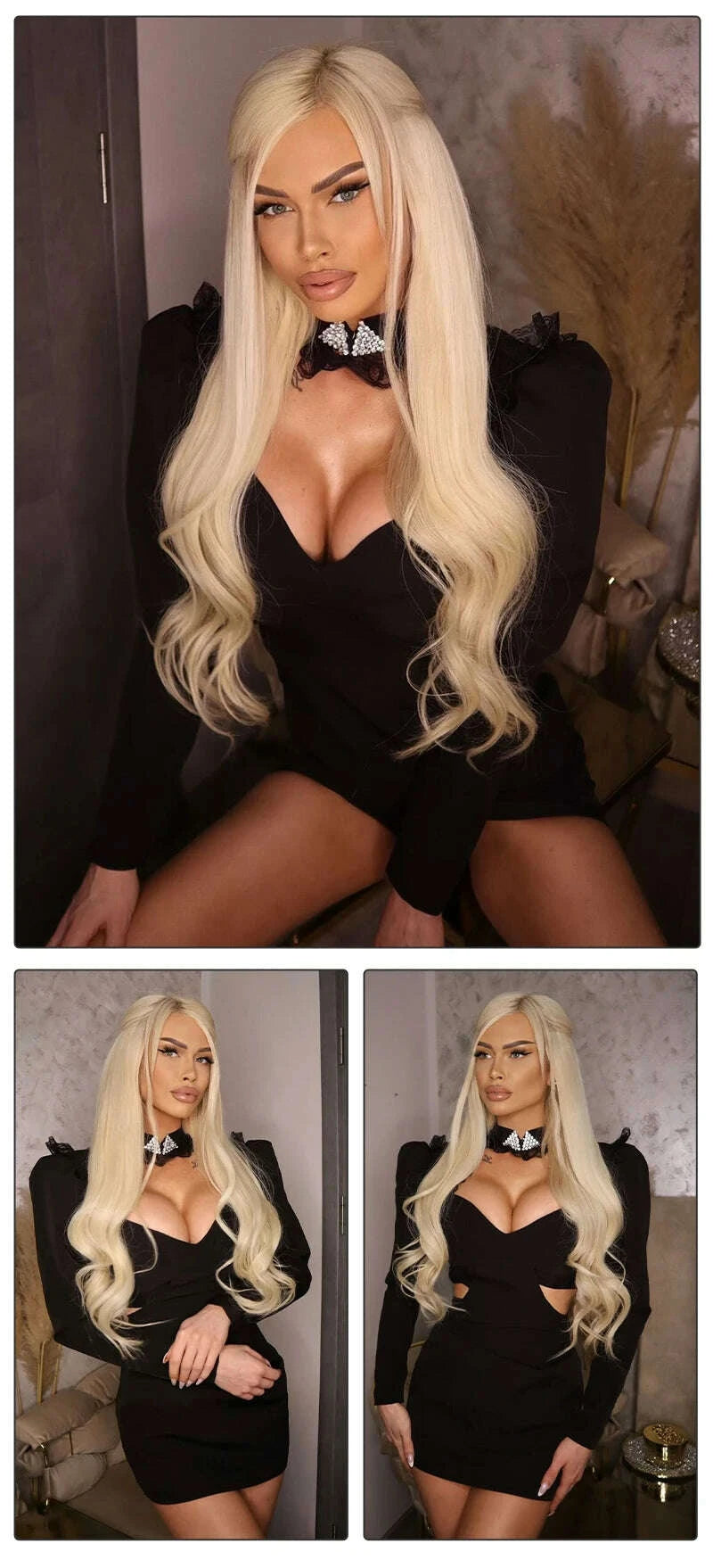 KIMLUD, VC Elegant Dresses For Women Dinner Party Wear Long Sleeve Waist Cut Out Patchwork Lace Black V Neck Mini Dress Gown, KIMLUD Womens Clothes