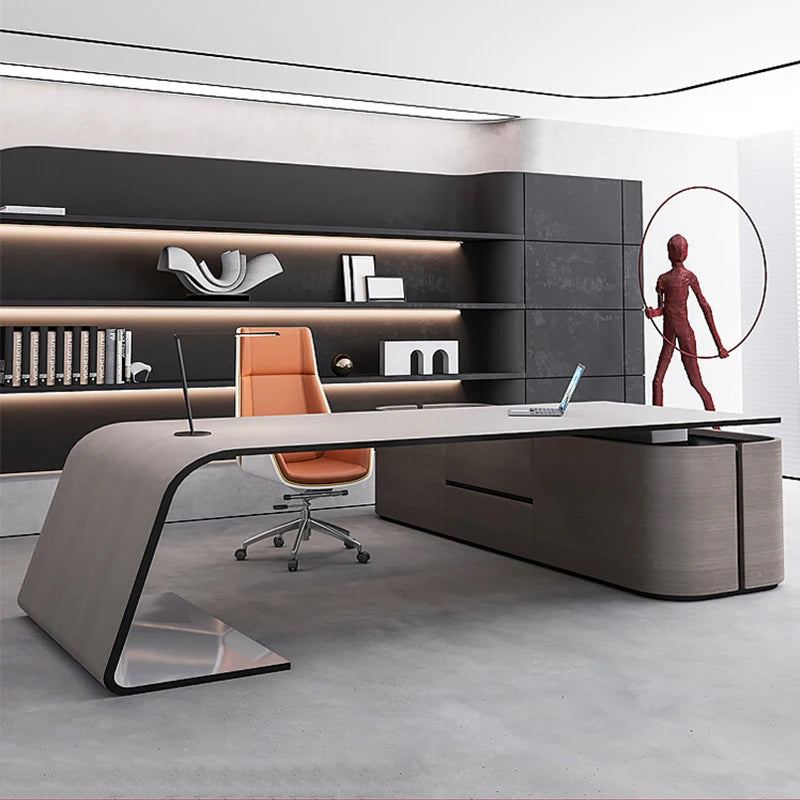 custom.Senior Lacquer Desk Designer High-end President Table Fashion White Manager in Charge of Big Class Desk