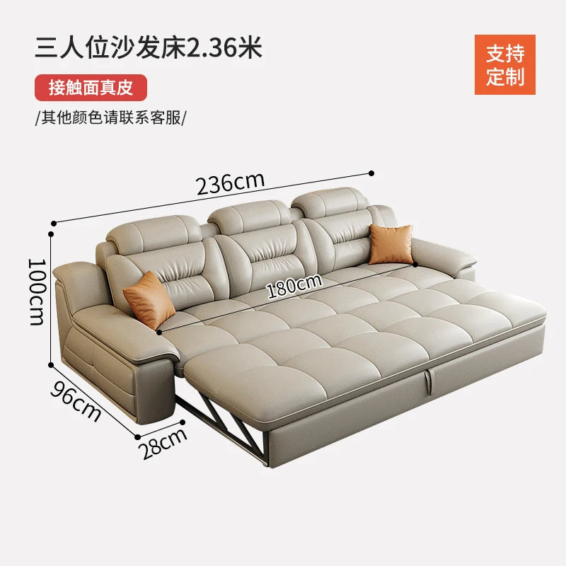 Multifunctional Designer Sofa Bed With Storage System For Spacious Living — Ivory-Beige | KIMLUD