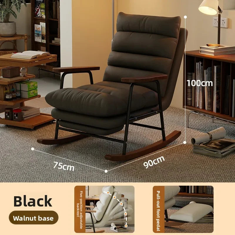 Modern Adjustable Backrest Leisure Living Room Chairs Luxury Rocking Chair for Bedroom Small Apartment Armchair Home Furniture