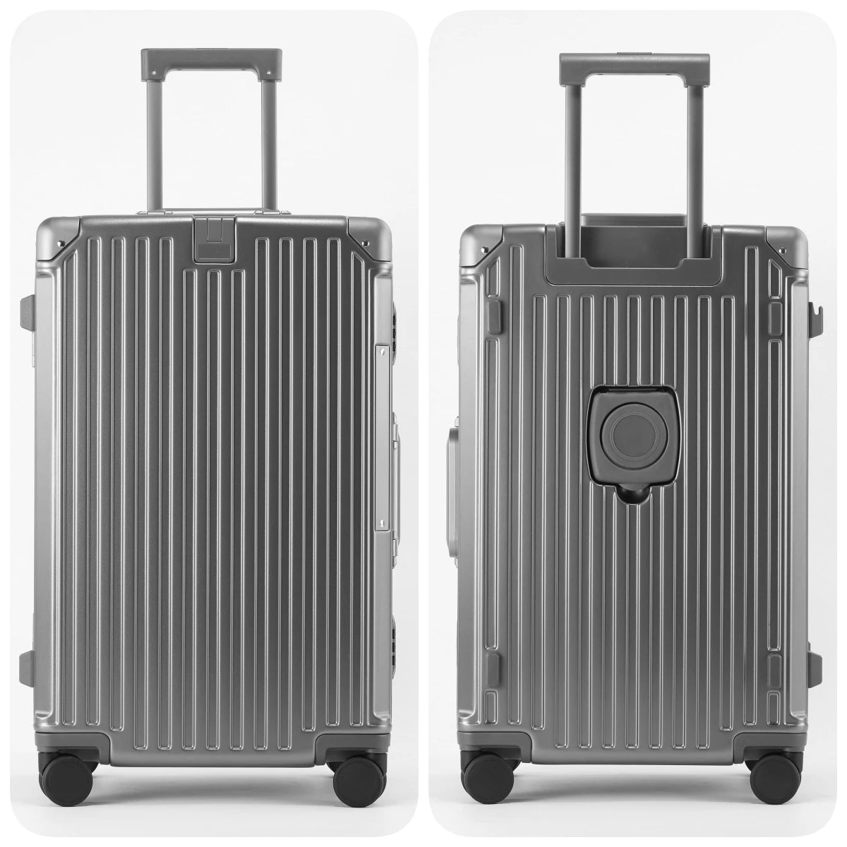 PC Material Rolling Luggage Aluminum Frame — Black | KIMLUD