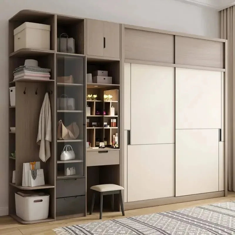 Luxury Modular Wardrobes Sliding Door Orgnizer Modern Bedroom Wardrobe Display Wooden Stylish Armario Ropero Bedroom Furniture