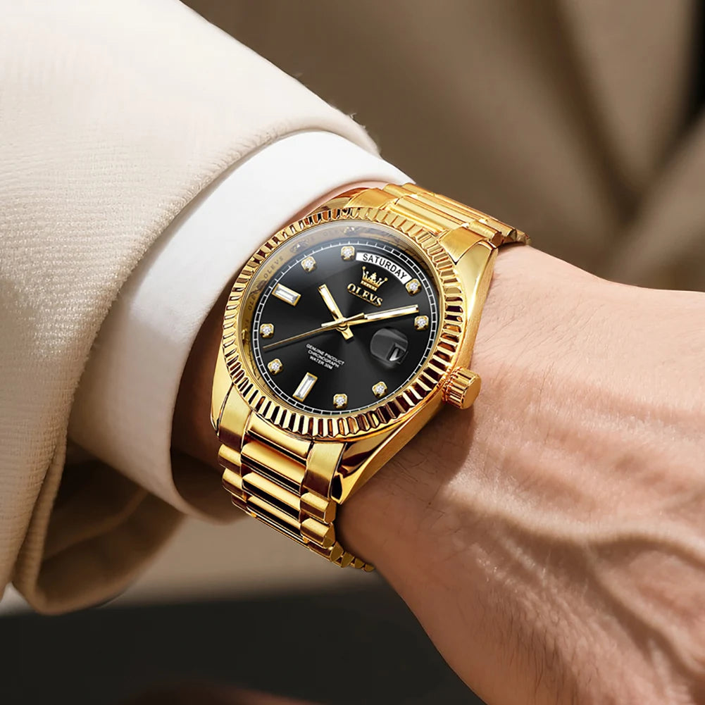 Gold-Tone Stainless Steel Automatic Watch Date — Gold | KIMLUD