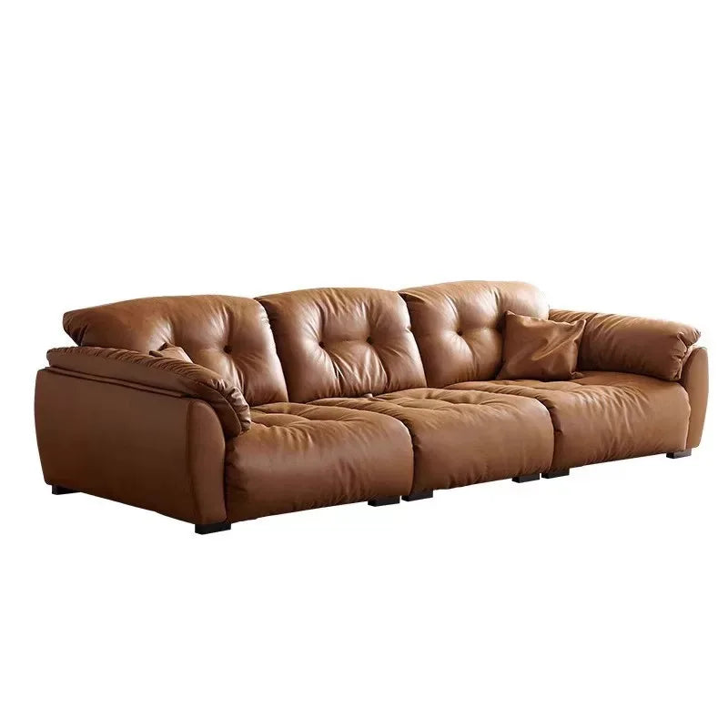 Electric Leather Loveseat Sofa Bed — Brown | KIMLUD